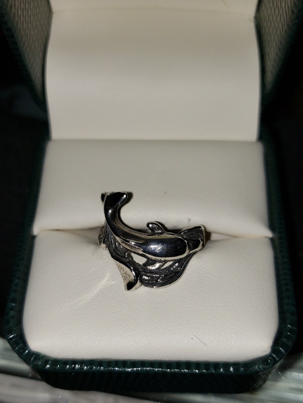 Sterling Silver Dolphin Ring - Black Patina Finish